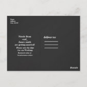 Dunkelgraue und goldene SAVE THE DATE Hochzeitssti Postkarte (Rückseite)