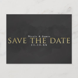 Dunkelgraue und goldene SAVE THE DATE Hochzeitssti Postkarte