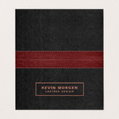 Dunkelgraue und rot gesteppte Imitate Leder Geschä Visitenkarten (Außenseite Aufgefaltet)