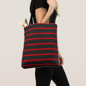 Dunkelgraue und rote Streifen Tasche (Von Nahem)