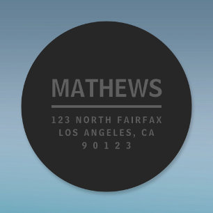 Dunkelgraue und schwarze Rücksendeadresse Runder Aufkleber