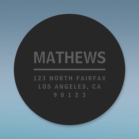 Dunkelgraue und schwarze Rücksendeadresse Runder Aufkleber