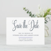 Dunkelgraue und weiße Kalligraphie Save the Date (Stehend Vorderseite)