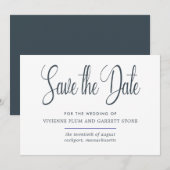 Dunkelgraue und weiße Kalligraphie Save the Date (Vorne/Hinten)