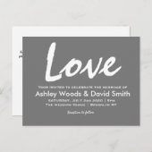 Dunkelgraue und weiße moderne Skripteinladung Einladungspostkarte (Vorne/Hinten)