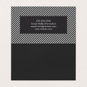 Dunkelgraue und weiße Streifen Visitenkarten (Innenseite Aufgefaltet)