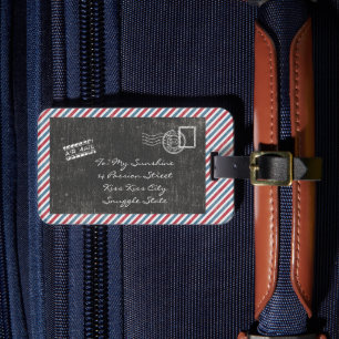 Dunkelgraue Vintage Luftpost Postkarte Gepäckanhänger