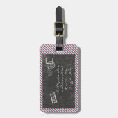 Dunkelgraue Vintage Luftpost Postkarte Gepäckanhänger (Vorderseite vertikal)