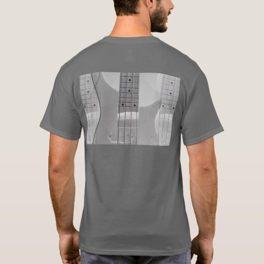 Dunkelgraue Vorlage Trendy Bass Guitar Moderne T-Shirt (Rückseite)