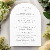 Dunkelgraue Weiße Elegante Kalligrafie Formbogen Einladung