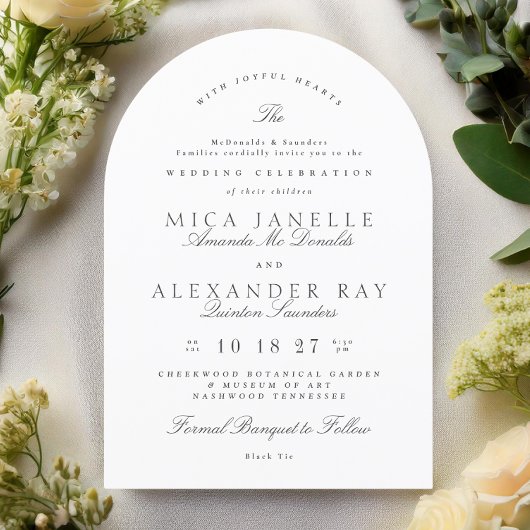 Dunkelgraue Weiße Elegante Kalligrafie Formbogen Einladung