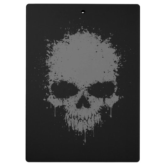 Dunkelgrauer Bratenfett-Spritzer-Schädel Klemmbrett (Rückseite)