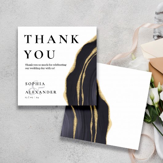 Dunkelgrauer Edelstein mit Gold Dankeschön Karte