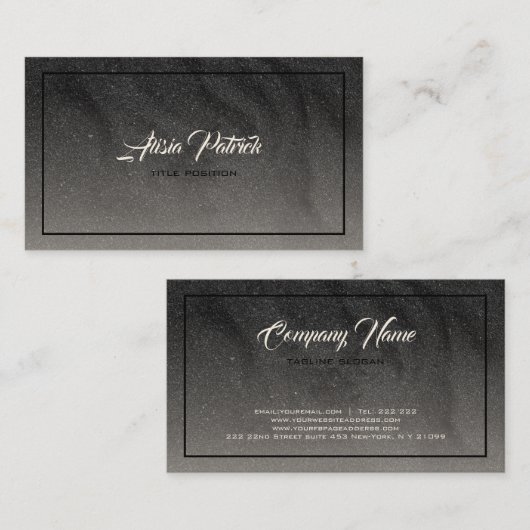 Dunkelgrauer Glitzer Visitenkarte (Vorne/Hinten)