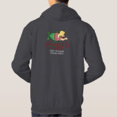 Dunkelgrauer Hoodie, roter Cartoon Hoodie (Rückseite)