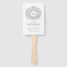 Dunkelgrauer Kreis Blätter Monogramm Hochzeitsprog Fächer