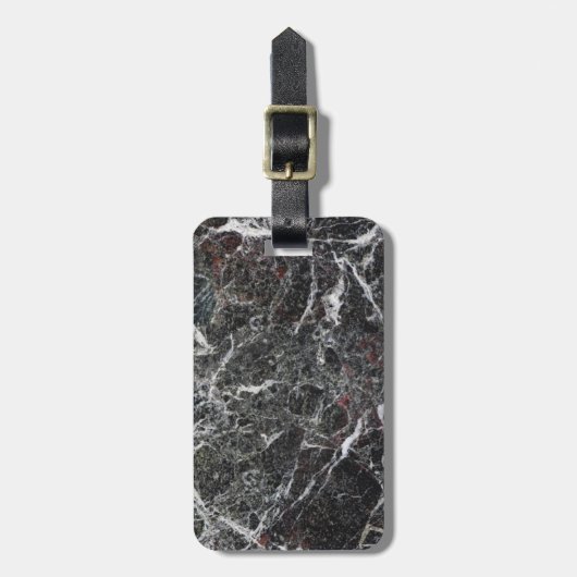Dunkelgrauer Marmorstein und roter Rahmen Gepäckanhänger (Vorderseite vertikal)