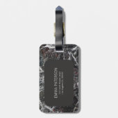 Dunkelgrauer Marmorstein und roter Rahmen Gepäckanhänger (Rückseite vertikal)