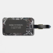 Dunkelgrauer Marmorstein und roter Rahmen Gepäckanhänger (Rückseite horizontal)