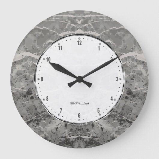 Dunkelgrauer Marmorsteindruck Große Wanduhr (Vorderseite)