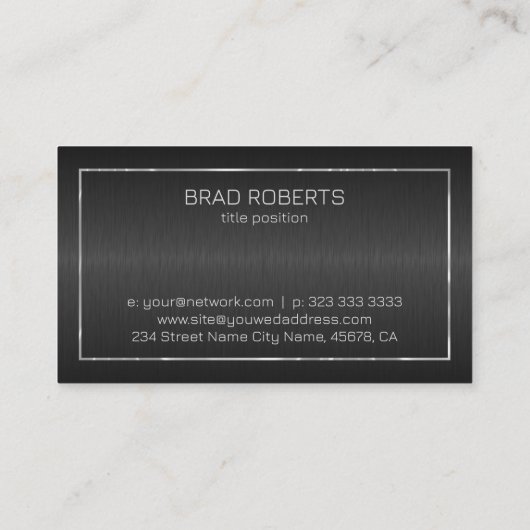 Dunkelgrauer metallischer Hintergrund Visitenkarte (Rückseite)