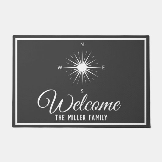 Dunkelgrauer u. weißer nautischkompaß - fußmatte (Vorderseite)