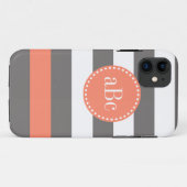 Dunkelgrauer und korallenroter Monogramm-Fall Case-Mate iPhone Hülle (Rückseite (Horizontal))