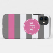 Dunkelgrauer und rosa Monogramm-Fall Case-Mate iPhone Hülle (Rückseite (Horizontal))