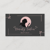 Dunkelgrauer und rosa Schönheitssalon Visitenkarte (Vorderseite)
