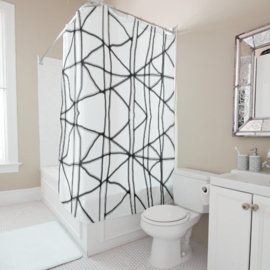 Dunkelgrauer und weißer Abstrakter Duschvorhang (Beispiel)