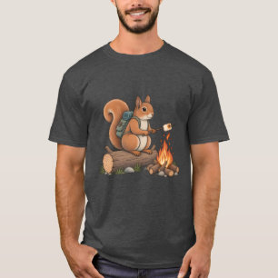 Dunkelgraues Baumwoll-T-Shirt mit Camping-Eichhörn T-Shirt