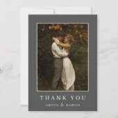 Dunkelgraues Budget Hochzeitspaare Dusche Foto Dankeskarte (Vorderseite)