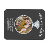 Dunkelgraues Diamantring-Bling-Foto Save the Date Magnet (Horizontal)