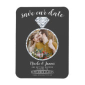 Dunkelgraues Diamantring-Bling-Foto Save the Date Magnet (Vertikal)