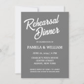 Dunkelgraues einfaches Hochzeitsessen mit Probe Einladung (Vorderseite)
