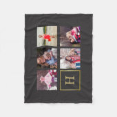 Dunkelgraues Foto-Collagen-Monogramm Fleecedecke (Vorderseite)