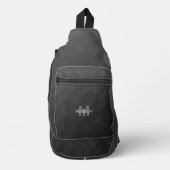 Dunkelgraues geometrisches Maschenmuster Monogram Crossbody Bag (Vorderseite)