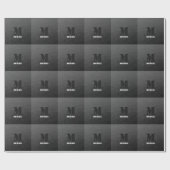 Dunkelgraues geometrisches Maschenmuster Monogram Geschenkpapier (Flach)