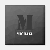 Dunkelgraues geometrisches Maschenmuster Monogram Magnet (Vorne)