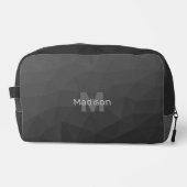 Dunkelgraues geometrisches Maschenmuster Monogram Waschbeutel (Vorderseite)