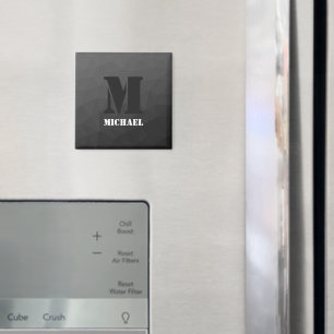 Dunkelgraues geometrisches Maschenmuster Monogramm Magnet