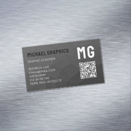 Dunkelgraues geometrisches Maschenmuster QR-Code Magnetische Visitenkarte