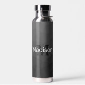 Dunkelgraues geometrisches Mesh Muster Monogramm Trinkflasche (Links)
