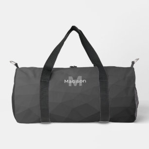 Dunkelgraues geometrisches Netz-Muster-Monogramm Duffle Bag