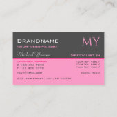 Dunkelgraues hellrosa mit Beruflichen Initialen Visitenkarte (Rückseite)