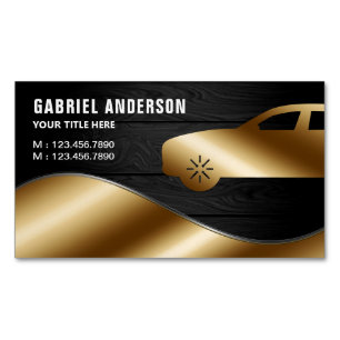 Dunkelgraues Holz Gold Luxus Autovermietung Chauff Magnetische Visitenkarte