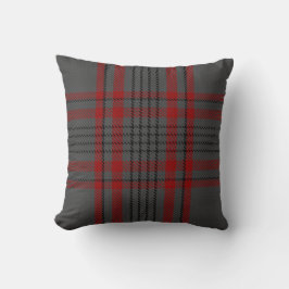 Dunkelgraues Holzkohlen-Schwarzesroter Tartan Kissen