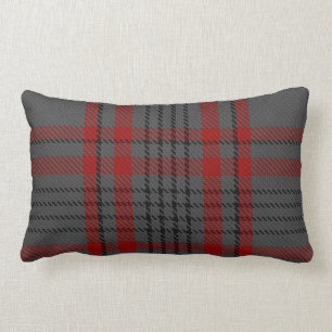 Dunkelgraues Holzkohlen-Schwarzesroter Tartan Lendenkissen