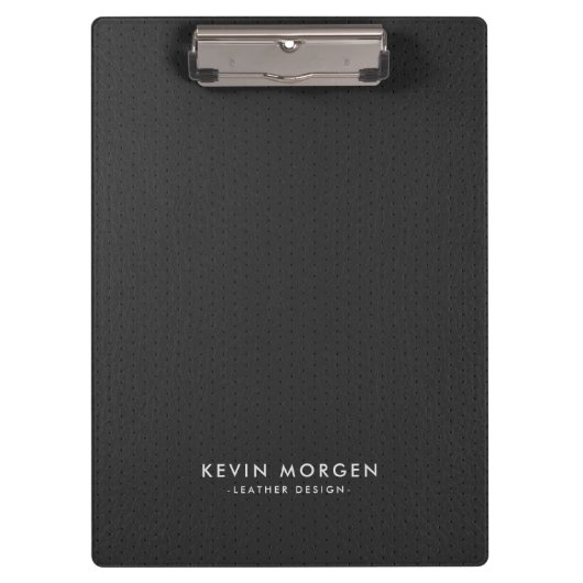 Dunkelgraues Leder Monogramm Klemmbrett (Vorderseite)