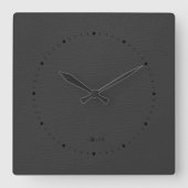 Dunkelgraues Lederlook nach Maß Quadratische Wanduhr (Vorderseite)